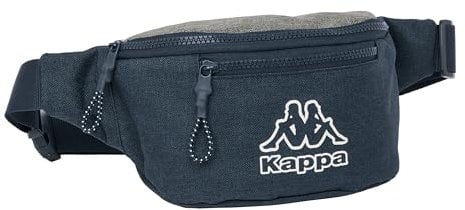 Safta Kappa Dark Navy Bauchtasche mit Außentasche, ideal für Jugendliche und Kinder unterschiedlichen Alters, bequem und vielseitig, Qualität und Widerstandsfähigkeit, 23 x 9 x 12 cm, Grau/Marineblau