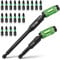 LitOrange 22Pcs 90mm & 145mm Magnetic Pivoting Impact Screwdriver Drill Bit Holder with 20 x 25mm PZ2 Bits Rotary Drill Extension Bit Holder for Narrow Spaces or Corners