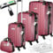 tectake® 4-teiliges Reisekoffer Kofferset inkl. Kofferwaage und Gepäckanhänger, 360° Rollen, Hartschalenkoffer mit Zahlenschloss, Koffer groß, ineinander stapelbar, Trolley Handgepäck - weinrot