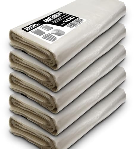 5 Flat Packs | 500 Transparent Bags | RE-GEN 30 Litre Swing, Pedal, Square Bin Liners Refuse Sacks, Everyday, Office & Home Use | Clear Industrial Strength Rubbish Garbage Bags 375/600 x 600mm