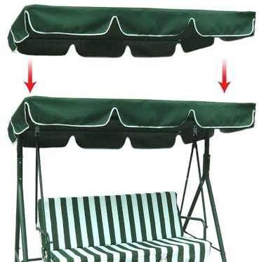Universal Sonnendach Dachbezug Ersatzdach für Hollywoodschaukel 3 Sitzer Gartenschaukel Bezug für Hollywoodschaukel/Hängematte wasserdichtes Dach für Gartenschaukel UV-Schutz (164*114*15cm,Grün)