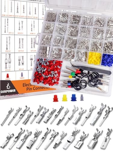 OSKPOWER-25Types Car Electrical Wire Terminal Tool kit 1/1.5/1.8/2.2/2.8/3.5/4.8/6.3mm Pins Connector Terminal Removal Male Female Crimp Pins Non-Insulated Plug-660 Pcs