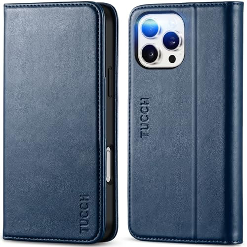 TUCCH Leather Wallet Case for iPhone 16 Pro Max (6.9) 2024, Protective PU Folio Flip Cover with[RFID Blocking][Viewing Stand] Shockproof TPU[Card Holders] Compatible with iPhone16 Pro Max, Dark Blue
