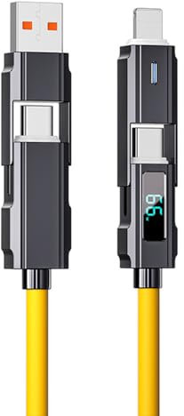 Portable 66W Multi Charger Cable with LED Display, USB Multi Charging Cable, USB A to Lightning/USB C to Lightning/Type-c to USB C/USB A to USB C Fast Charging for iPhone X/11/12/13/14/15