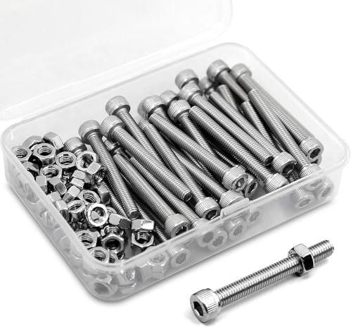 M5 x 60mm 25 Stück 304 Edelstahl Sechskantschrauben und Mutternsatz