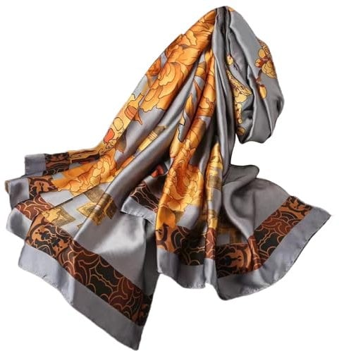 FAIRYGATE Seidentuch Damen Klassisch Halstuch Seide Tücher Schal Formelle Anlässe Tuch Umschlagtuch Leicht 180x90cm Bandana Seidenschal Geschenk Stola 87033