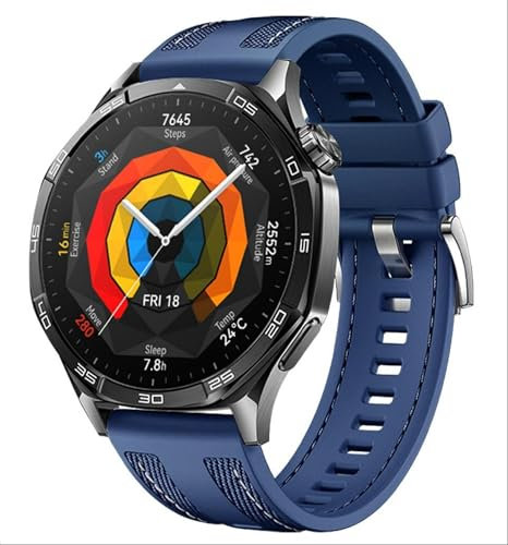 GIOPUEY Armband Kompatibel mit Huawei Watch GT 6/GT 5 46mm/GT6 Pro/GT5 Pro, Weiches Silikon Armband [Verschleißfest] [Atmungsaktiv] Ersatzarmband - dark blue
