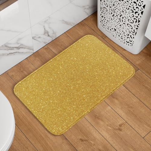 VOSERY Bath Mat Rug, 24''x16'' Bathroom Bath Rugs Non Slip Washable, Gold Shiny Soft and Absorbent Bath mats for Bathroom Floor Tub and Shower