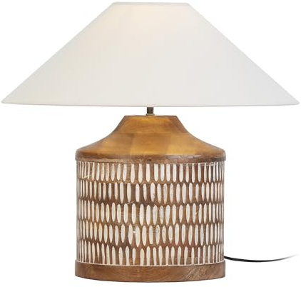 LAMPARA SOBREMESA 27X27X35 MADERA BLANCO LAVADO/SIN PANTALLA
