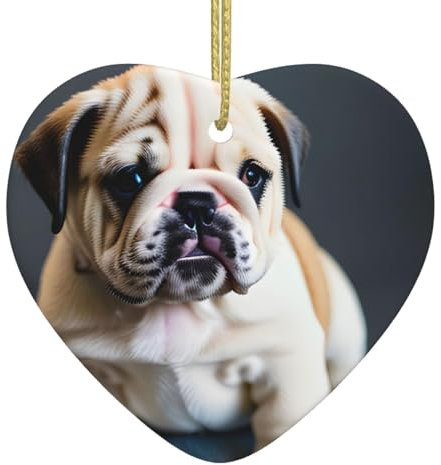 Simpatico cucciolo di bulldog 1 stampa mini decorazioni natalizie ornamenti prima ceramica albero di Natale decorazione regali di Natale