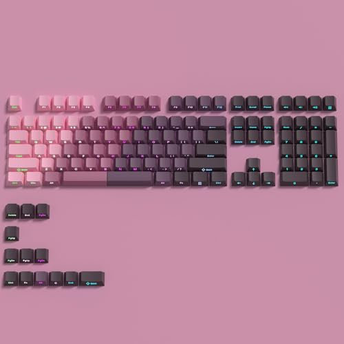 Xtroml Touches PBT, Touches personnalisées Double Shot Shine Through, Touches dégradées, Touches imprimées sur Le côté, Touches Shine Through pour claviers de Jeu mécaniques,Pink