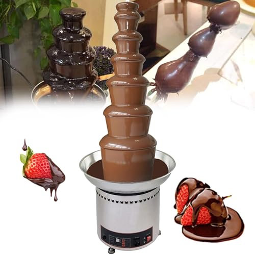Jrcfnss 7 Tiers Commercial Chocolate Fountain, Chocolate Fondue Waterfall with Temperature Control, Professional Chocolate Melting Pot for Birthday Wedding Party
