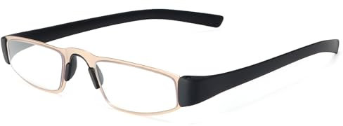 KoKoBin Vollrand Lesebrille metall Klassische Herren und Damen Lesehilfe Blaulicht blockierende Brillen (Gold, 1.5, Dioptrien)