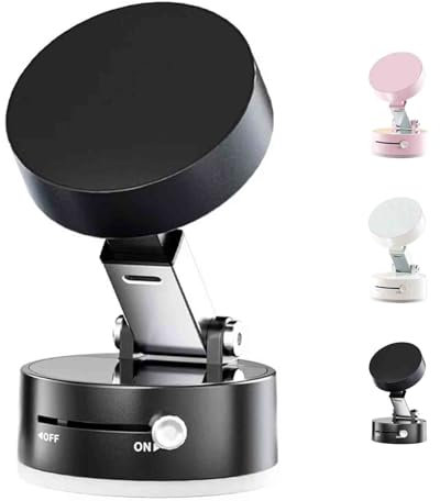 Double-Sided Suction Cup Magnetic Mobile Phone Holder,Foldable Storage Mobile Phone Holder,Multi-Function, Multi-Scene, Multi-Model Available,Vacuum Suction Cup Lazy Mobile Phone Holder (Black)