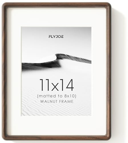 11x14 Picture Frame, Natural Solid Walnut Wood Photo Frame, Rounded Corner