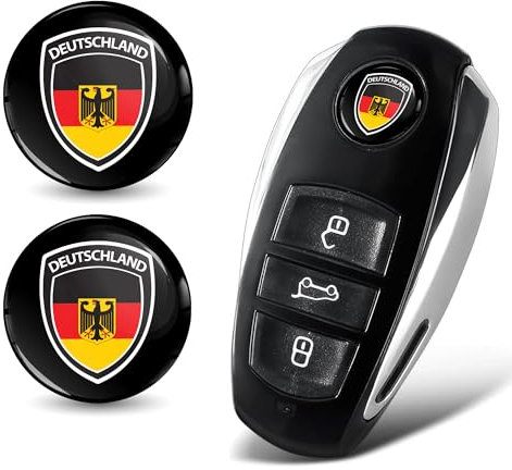 SkinoEu 2 x Ø14mm 3D Schlüssel Emblem Aufkleber Stickers Für Fernbedienung Auto Moto Logo Key Badge Tuning Deutschland Flagge Germany Flag KSK 2