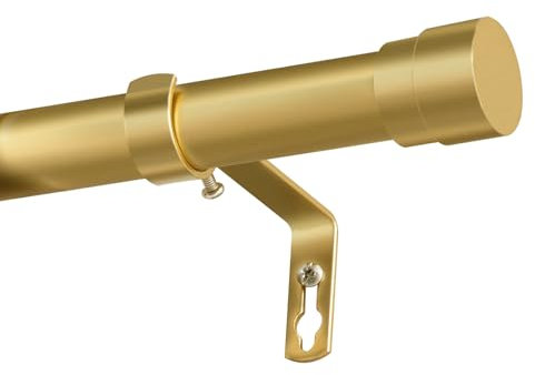 BellaHills 1 Pezzi 76-150cm Bastone Tenda, Asta Per Tende Bastone Per Tenda Da Interno in Diametro 25mm, Moderni Bastoni Per Tende Allungabili Con Staffe Per Camera Da Letto Soggiorno, Oro