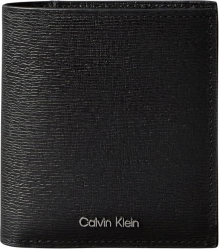 CALVIN KLEIN Herren Saffiano EW Slim Trifold w Card LV04D1075G Geldbörsen, Schwarz (Schwarz), Einheitsgröße, Schwarz (Schwarz), Einheitsgröße