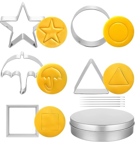 TOPJOWGA 11 Stück Korea Game Kekse Ausstecher, Stainless Biscuits Molds Cookie Cutters Set, Keksausstecher Ausstecher Set Enthält Spielbox, Keksformen Backformche für Tortendeko Keks Backen Küche