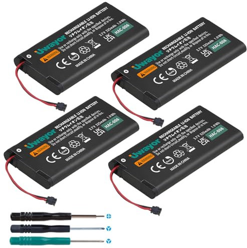 Uwayor HAC-006 - Batteria di ricambio per Nintendo Switch Joy-Con Controller HAC-015 HAC-016 con kit di attrezzi, 2 confezioni HAC-A-JCL-C0, HAC-A-JCR-C0