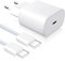 YISH 25W Chargeur USB C Ultra Rapide： PD3.0 Prise USB C Chargeur Telephone Type C avec 60W Cable C vers C, Adaptateur Secteur USBC Fast Charger Compatible avec Smartphone 16/15 Pro Max/Galaxy S25/S24