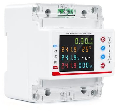 Wattive Stromzähler Hutschiene 1 phasig, Wlan Digitaler Stromzähler Auslesen 2P 100A AC 80-300V 8 In 1 Tuya Smartmeter Zweirichtungszähler Wechselstromzähler Energiezähler Mit Mehrfachschutz