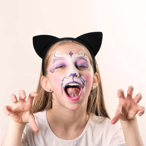 Katzenohren Haarreif - Halloween Katzenohren Stirnband Cat Ears Headband, Katze Haarbänder Haarschmuck für Damen Frauen Mädchen, Halloween Kostüm Deko Accessoires für Fasching Karneval Kostüm Party