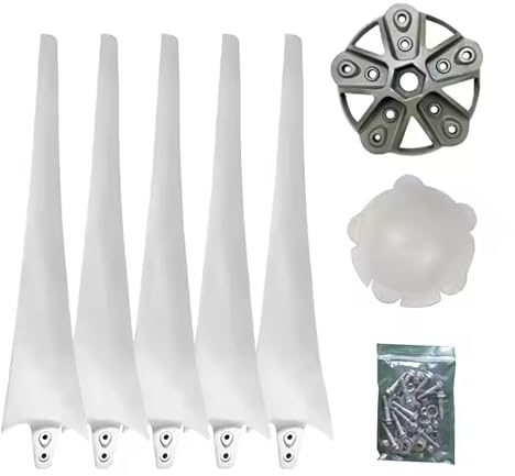 5er-Set Windturbinenblätter Mit Nabe Und Abdeckung, 600–800 Mm, Nylonfaserblätter Für Horizontalachse-Windgenerator Ersatz(800mm)