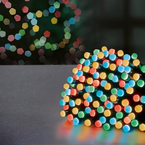 Premier 9m Multi Action BerryBrights – 360 Multicoloured LED Christmas String Lights with Green Cable & Timer