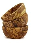 Cartava Lot de 3 bols en bois d'olivier faits à la main - Diamètre : 8 cm - Hauteur : 5 cm - Pour collations et sauces