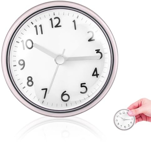 BESPORTBLE Horloge De Douche Étanche avec Ventouse Horloge De Salle De Bain pour Toilettes Cuisine Et Piscine Petite Murale Compacte Décoration Murale pour Maison Et Hôtel
