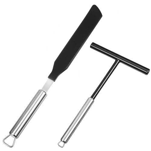 2Pcs Crepe Pan Maker Batter Spreader Spatula, Crepe Spreader and Spatula Set, Stainless Steel Crepe Spreader Tool, Cake Turner Kitchen Utensils With Hanging Hole