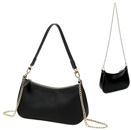 Veebmys Kleine Handtasche Damen, PU-Leder Schultertasche, Abnehmbare Kette & Schulterriemen, Crossbody Bag, Mini Hobo Bag, Umhängetasche für Party, Dating, Einkäufe