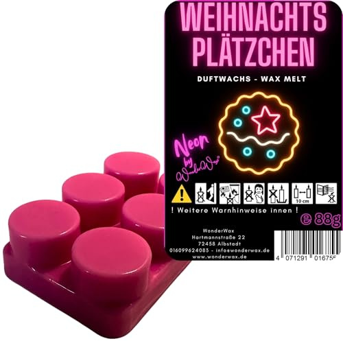 WonderWax® Neon Duftriegel 6 x Duftwachs Kreise Weihnachtsplätzchen | Farbe: Neon | Wachsmelt Raumduft für Duftlampen Soja Wachs Melts Duftmelt Aroma Wellnes Kerzen Wärmer Wax Tarts Duftöl