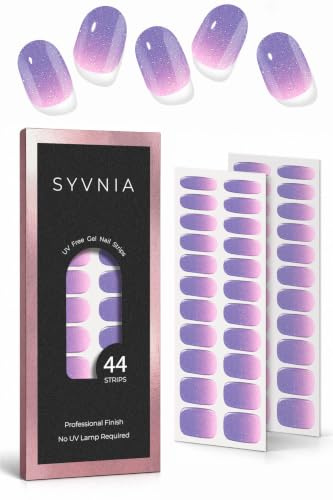 SYVNIA Real Gel Nail Wraps - No UV Light Needed (Purple Stardust)