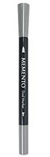 Tsukineko Memento Dual Tip Art Markers Gray, London Fog, Vibrant Colouring Pen for Artists, Archival, Water-resistant, for Stamping, Calligraphy, Water Colouring, Embossing, and Mixed Media