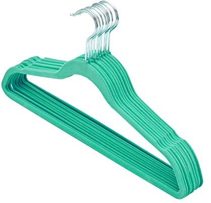 Home Basics Sunbeam Samtbügel mit drehbarem Stahlhaken, rutschfest, ultradünn, 10 Stück (türkis)