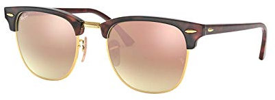 Ray-Ban Unisex RB3016 Clubmaster Square Sunglasses, Red Havana/Copper Flash Gradient, 49 mm