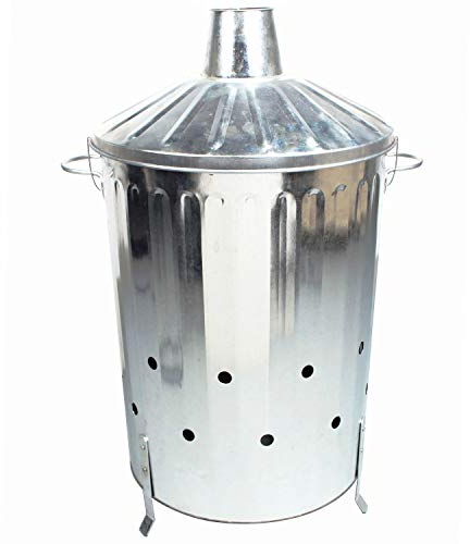 CrazyGadget® 90 Litre 90L Extra Large Galvanised Metal Incinerator Fire Burning Bin with Special Locking Lid