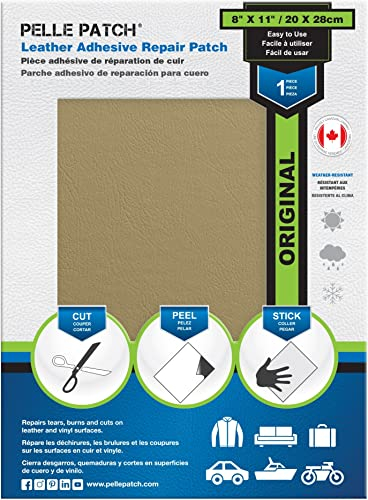 Pelle Patch - Leder ausbesserung - In 25 Farben erhältlich - Original 20cm x 28cm - Beige-Gelb