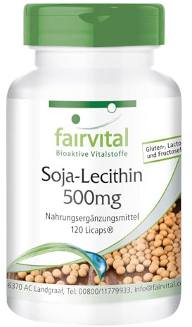 fairvital Soja-Lecithin 500mg, 120 LiCaps®, schluckfreundlich, HOCHDOSIERT, VEGAN