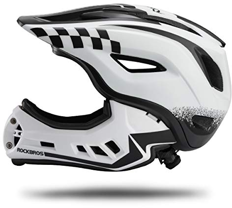 ROCKBROS Downhill Helm Kind Fahrrad Kinderhelm Integralhelm Fullface S 48-53cm M 53-58cm Jungen Mädchen mit Abnehmbare Kinnschutz für MTB BMX EPS/PC Stoßfest