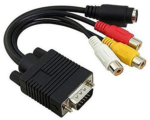 ANRANK Câble convertisseur VGA SVGA vers S-Vidéo 3 RCA composite AV TV Out pour PC portable