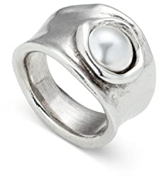 Uno de 50 Ring aus Metall, beschichtet mit Sterlingsilber und Perlenkristall