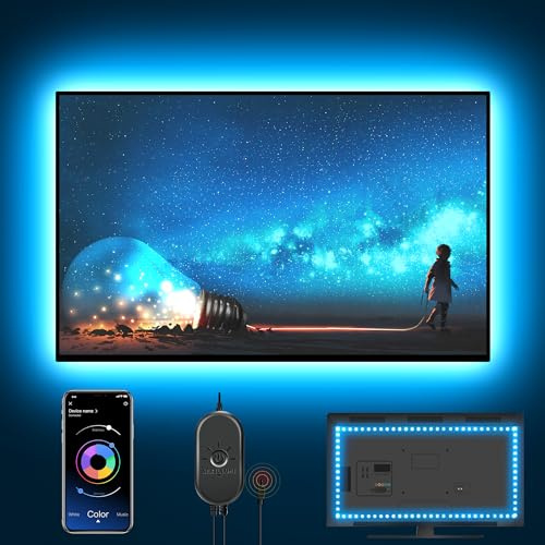 Nexillumi Luces LED para TV, retroiluminación LED de TV de 13 pies para 32-65 pulgadas, tira de luces LED RGB detrás de la TV, control remoto por aplicación, sincronización de música, luces LED para