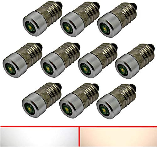 E10 LED - 6V 12V 24V - Taschenlampe Birne Lampe Glühbirne weiß kaltweiß DC (kaltweiß, 1x)