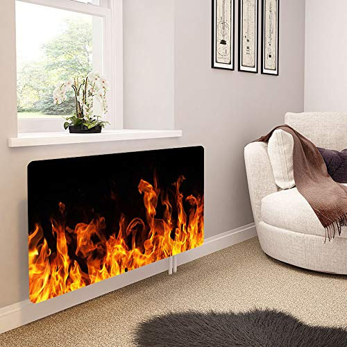 Glass Radiator Cover Printed - Real Flames - Made by Premier Range in 1020mm Wide x 640mm High