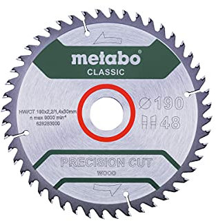 METABO 628283000 - Hoja de sierra Precision Cut Classic 190x30 mm dientes 48 WZ 15°