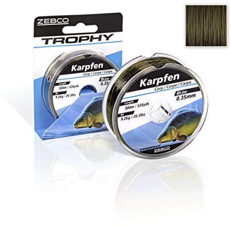 Zebco Filo da pesca monofilo di qualità Trophy, per pesca alla carpa, 0,35 mm/9,2 kg