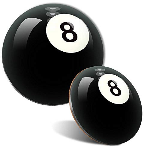 Mouse Mat & Coaster Set - 8 Ball Pool Snooker 20 cm & 9 cm for Computer & Laptop, Office, Non-slip Base #3004